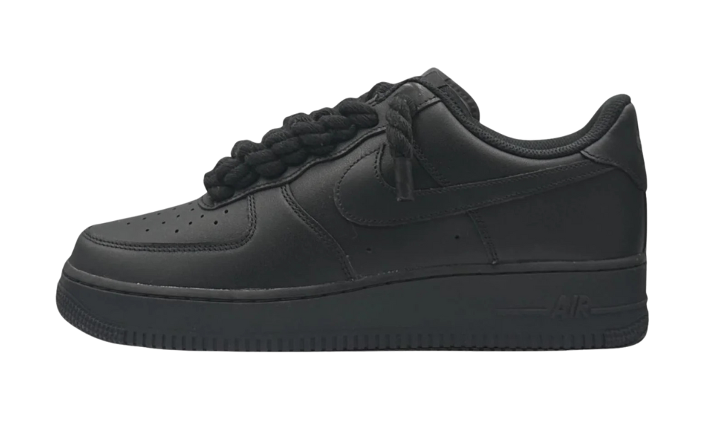 Nike Air Force 1 Low 07 Black Black Rope Laces
