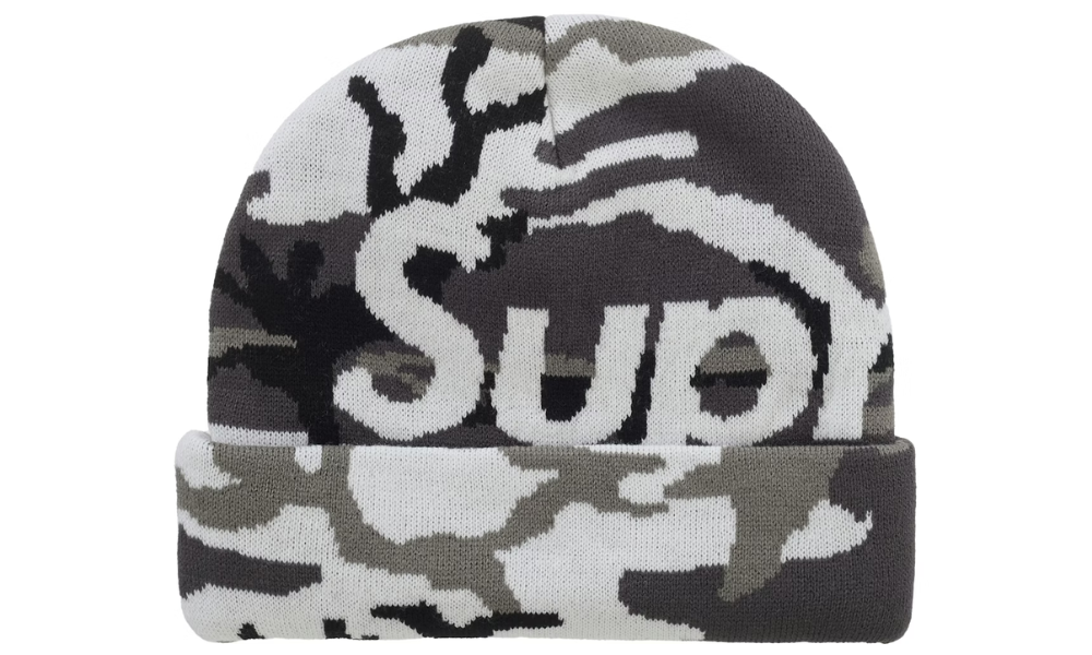 Supreme Camo Big Logo Beanie Snow Camo