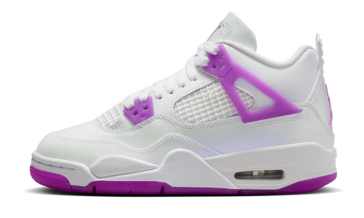 Air Jordan 4 Retro Hyper Violet sneaker with white and purple accents.