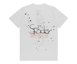 White t-shirt with black stars and "Sp5der" graphic.