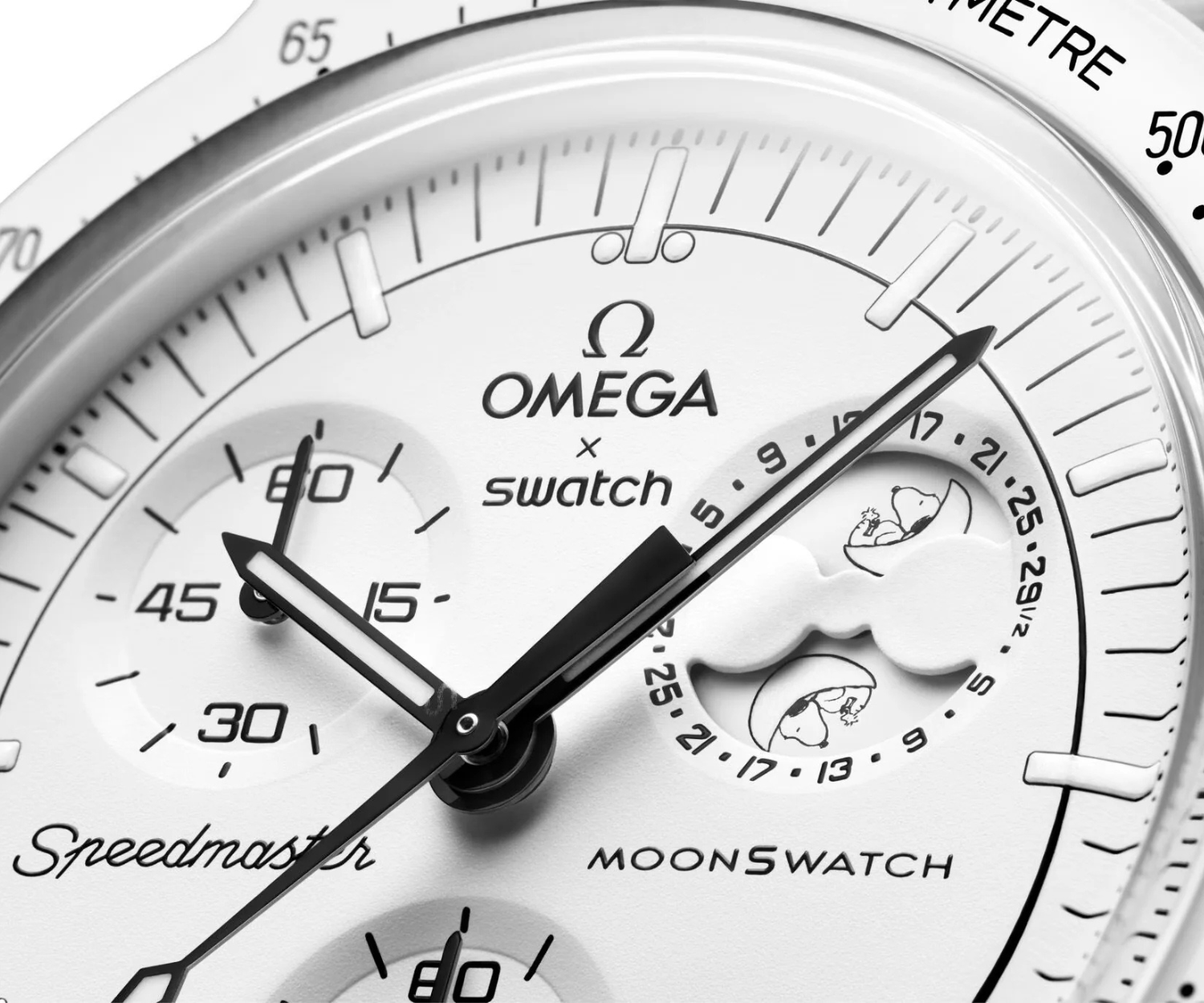 Swatch x Omega Bioceramic Moonswatch Mission To Moonphase Snoopy White