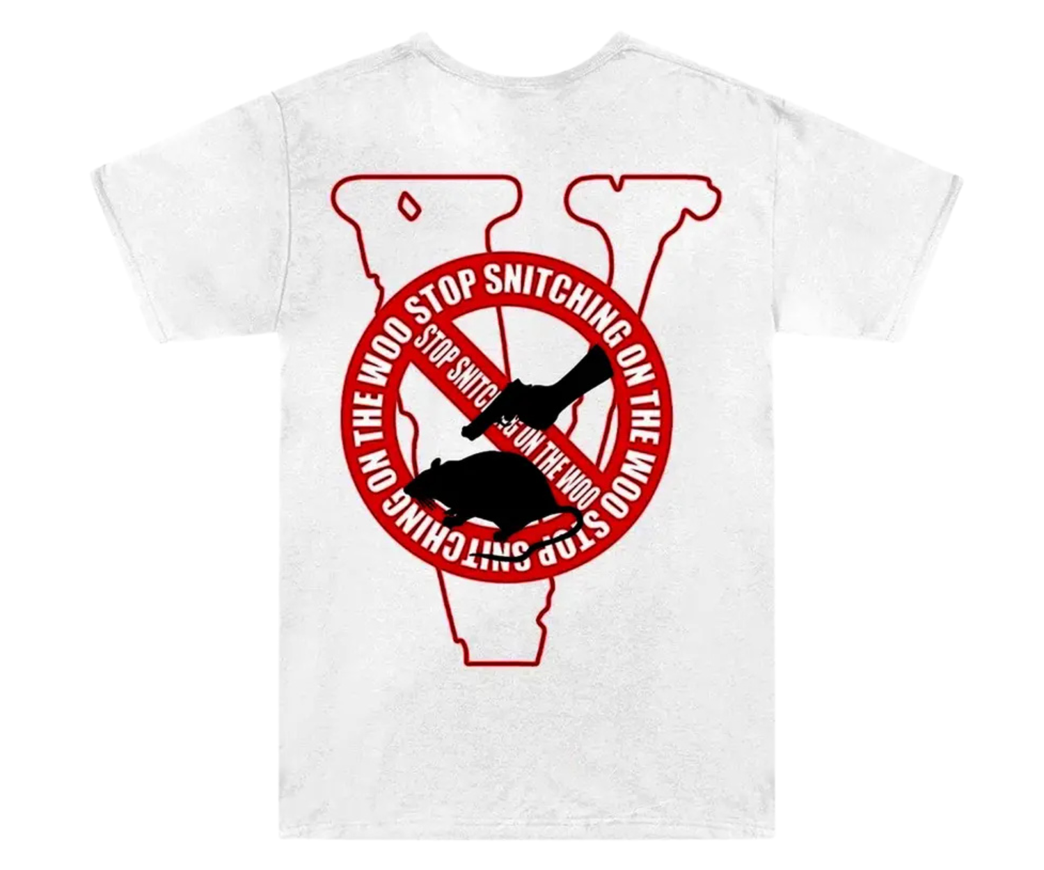 Pop Smoke x Vlone Stop Snitching T-shirt White/Red