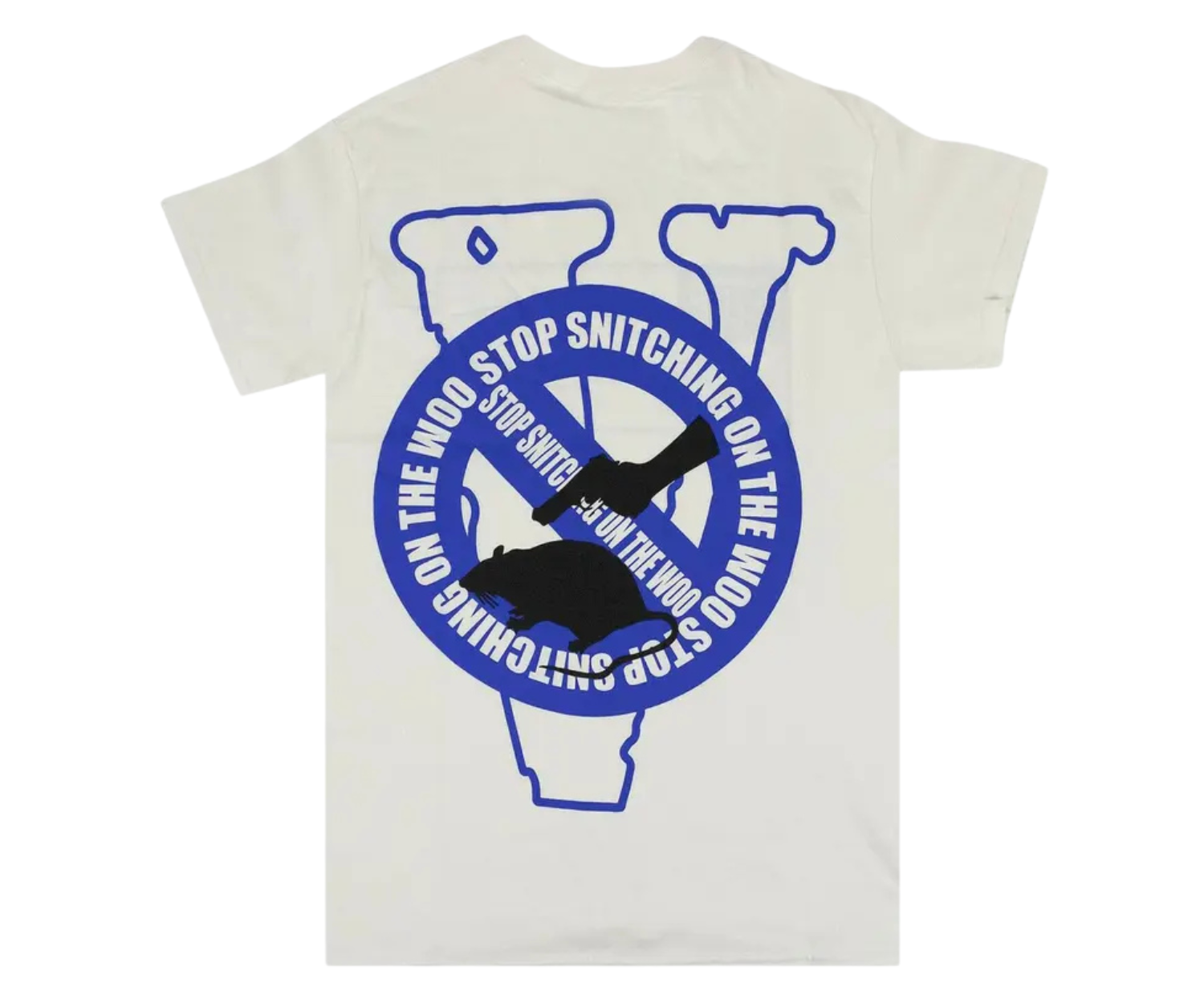 Pop Smoke x Vlone Stop Snitching T-shirt White/Blue