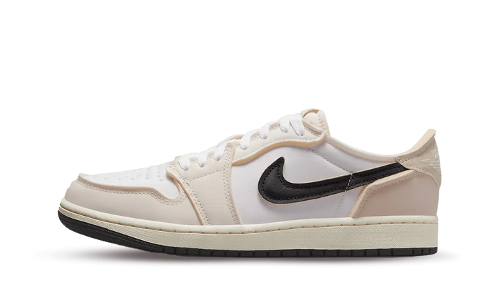 Air Jordan 1 Retro Low OG EX 'Coconut Milk' sneaker in white and beige.