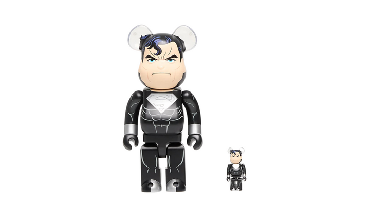 Medicom Toy Bearbrick Superman 100% & 400% set in black and silver.