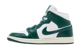 Wmns Air Jordan 1 Mid 'Oxidized Green' sneaker with white and green accents.