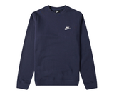 Nike Club men's fleece crewneck sweatshirt in obsidian and white.