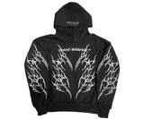Psycho Budapest Frequency Hoodie fekete, fehér mintával.