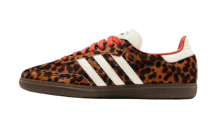 Adidas Wmns Samba OG 'Cheetah Pack - Preloved Red' leopárdmintás cipő.