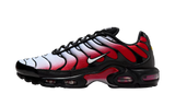 Nike Air Max Plus Pure Platinum University Red sneaker with gradient red and white upper.