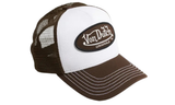 Von Dutch trucker sapka barna és fehér színben, ovális logóval.