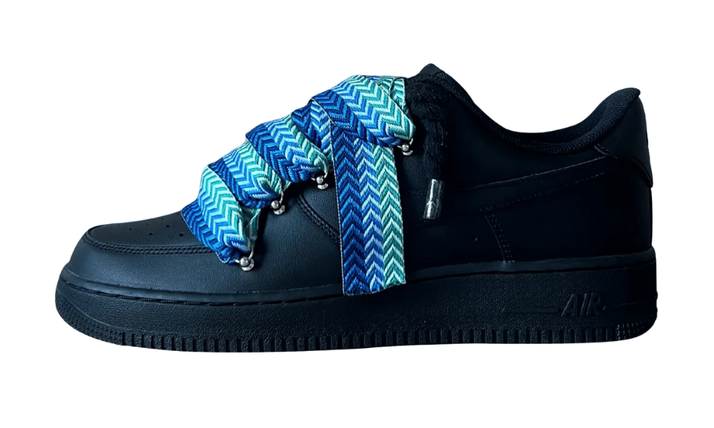 Nike Air Force 1 Black Lanvin Rope Lace Blue Black