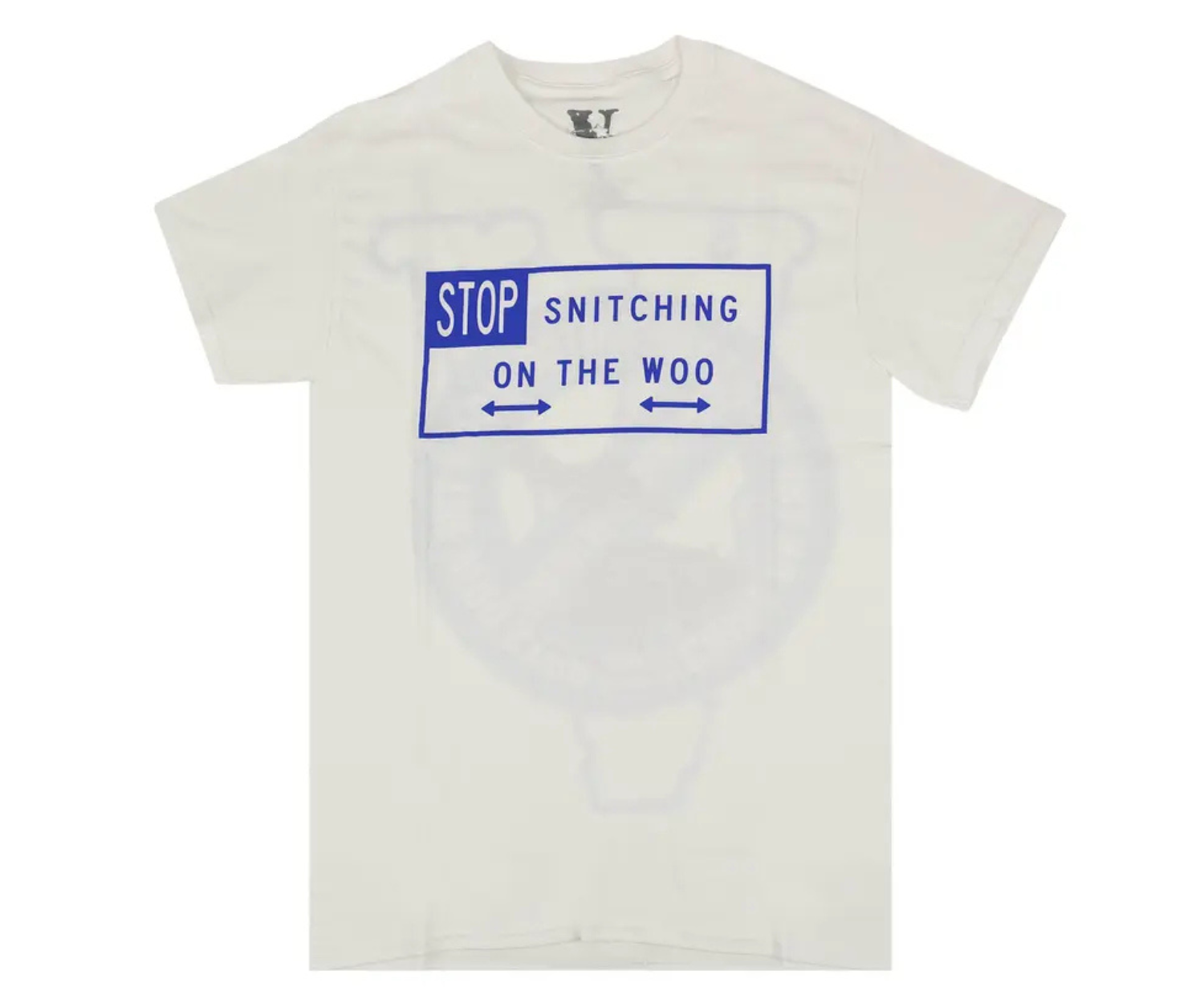 Pop Smoke x Vlone Stop Snitching T-shirt White/Blue