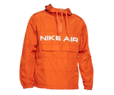 Nike Air orange jacket with white logo and front pocket.
