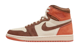 Air Jordan 1 Retro High OG SP Dusted Clay sneaker in brown and orange suede.