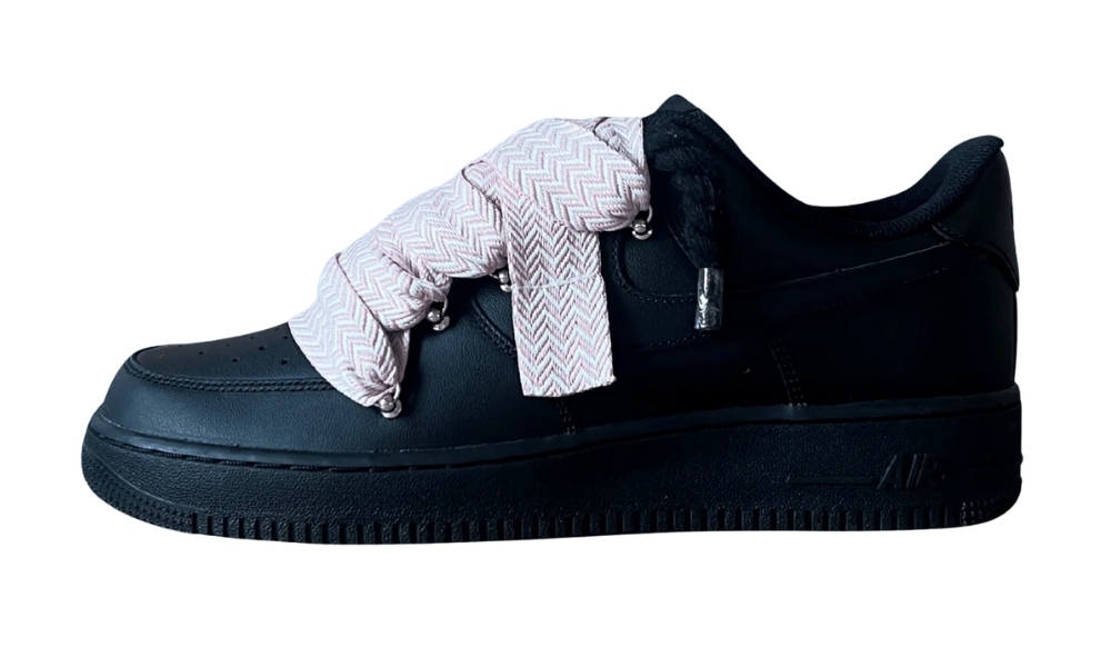Nike Air Force 1 Black Lanvin Rope Lace Pink