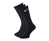 Három pár fekete Nike zokni, fehér logóval.