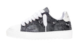 Numeris thrashed denim sneakers with white laces and sole.