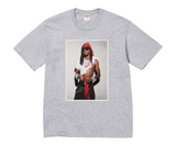 Supreme Playboi Carti tee in heather grey with a graphic print.