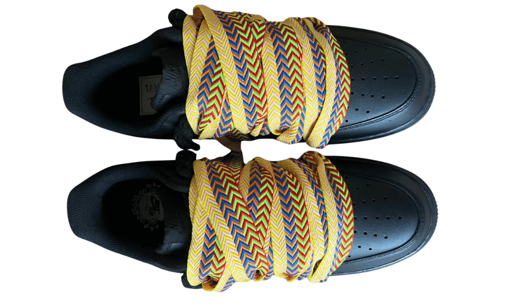 Nike Air Force 1 Black Lanvin Rope Lace Yellow Blue