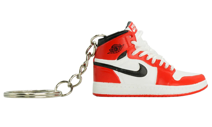 Kulcstartó Jordan 1 High Chicago mintával.