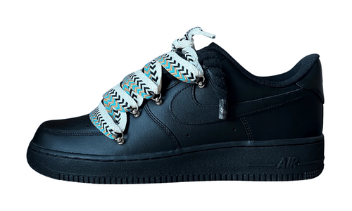 NIKE AIR FORCE 1 LOW 07 BLACK BLACK ROPE LACES