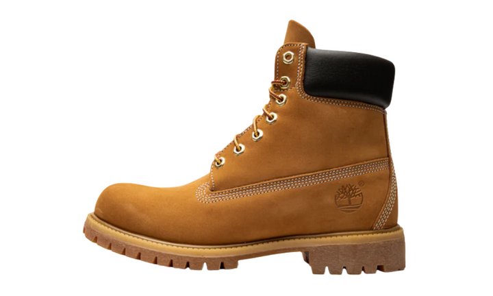Timberland 6" Premium Waterproof Boot in wheat with a black collar.