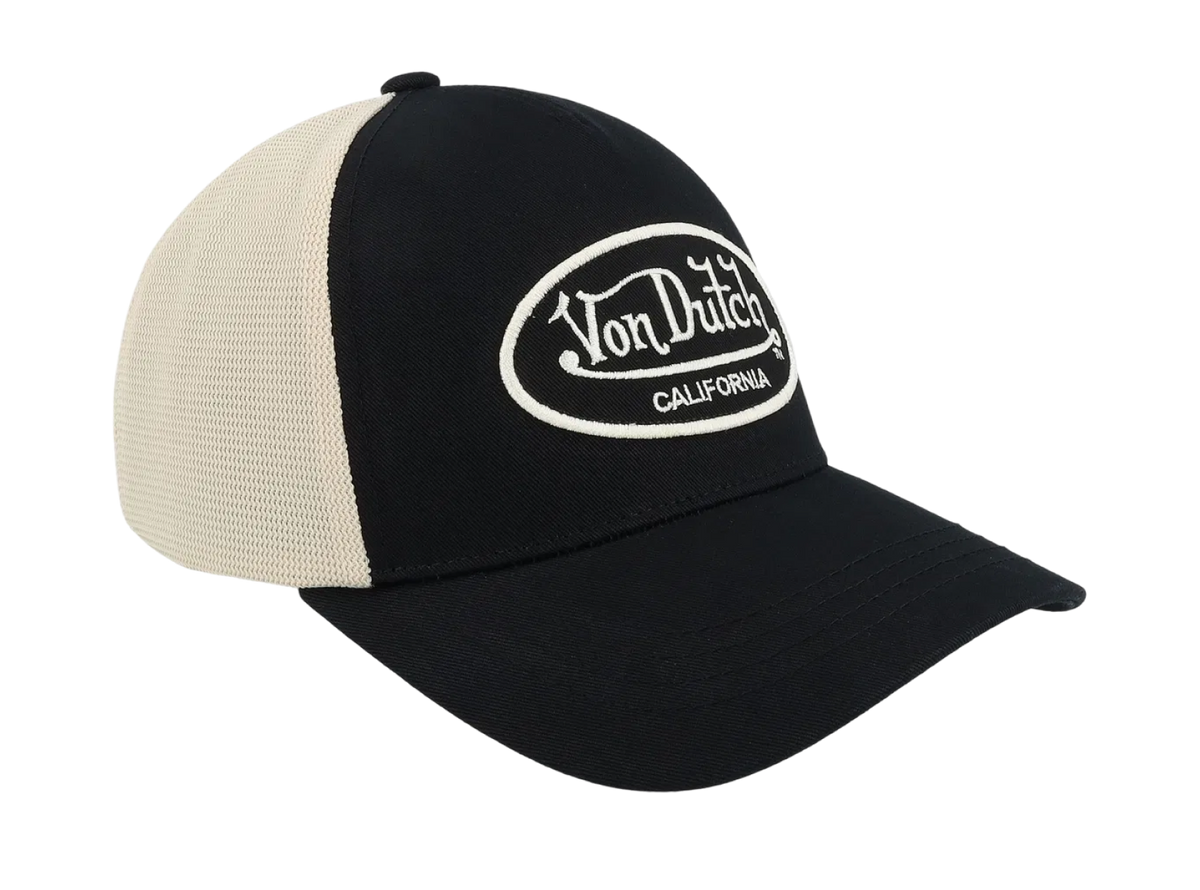 Von Dutch Cap Embroidery Oval Black/White A-Frame Trucker