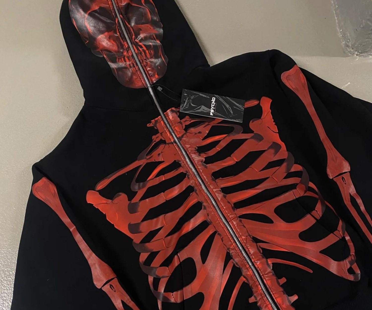 Psycho Budapest Fullzip Skeleton Hoodie 'Red'