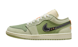 Jordan 1 Low SE Craft Light Olive sneaker with green and beige suede and leather accents.