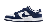 Nike Dunk Low Midnight Navy cipő fehér és tengerészkék színben.