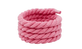 Pink rope lace, 8mm thick, coiled.