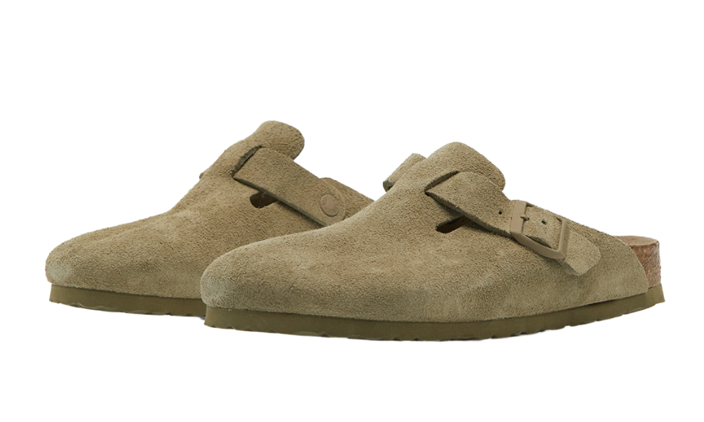 Birkenstock Boston Suede Leather Faded Khaki