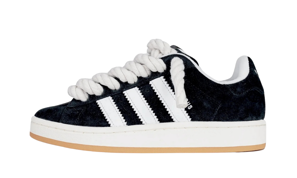 Adidas Campus 00s Core Black Chunky Rope Laces White