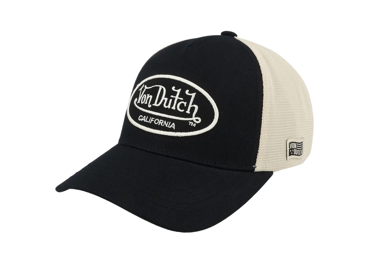Von Dutch Cap Embroidery Oval Black/White A-Frame Trucker
