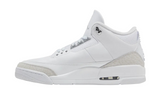 Jordan 3 Retro Pure Money (2025) white leather sneakers.