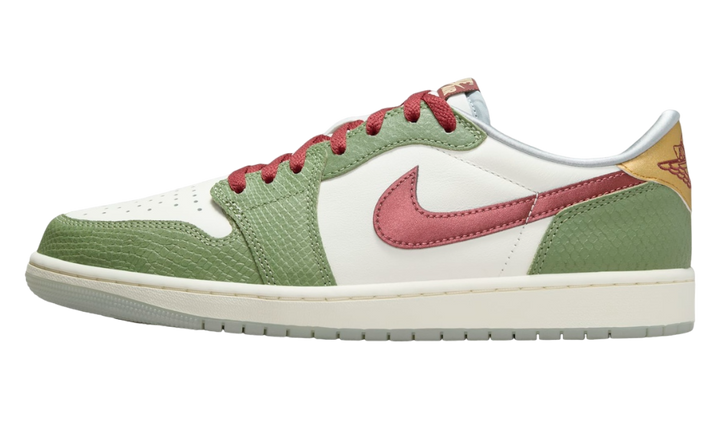 Jordan 1 Retro Low OG Year of the Dragon (2024) with green, white, and red accents.