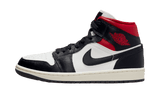Air Jordan 1 Mid Gym Red Panda sneaker with white, black, and red accents.