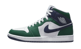 Air Jordan 1 Mid Seahawks sneaker with white, green, and navy blue accents.