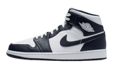 Air Jordan 1 Mid White Metallic Gold Obsidian sneaker.