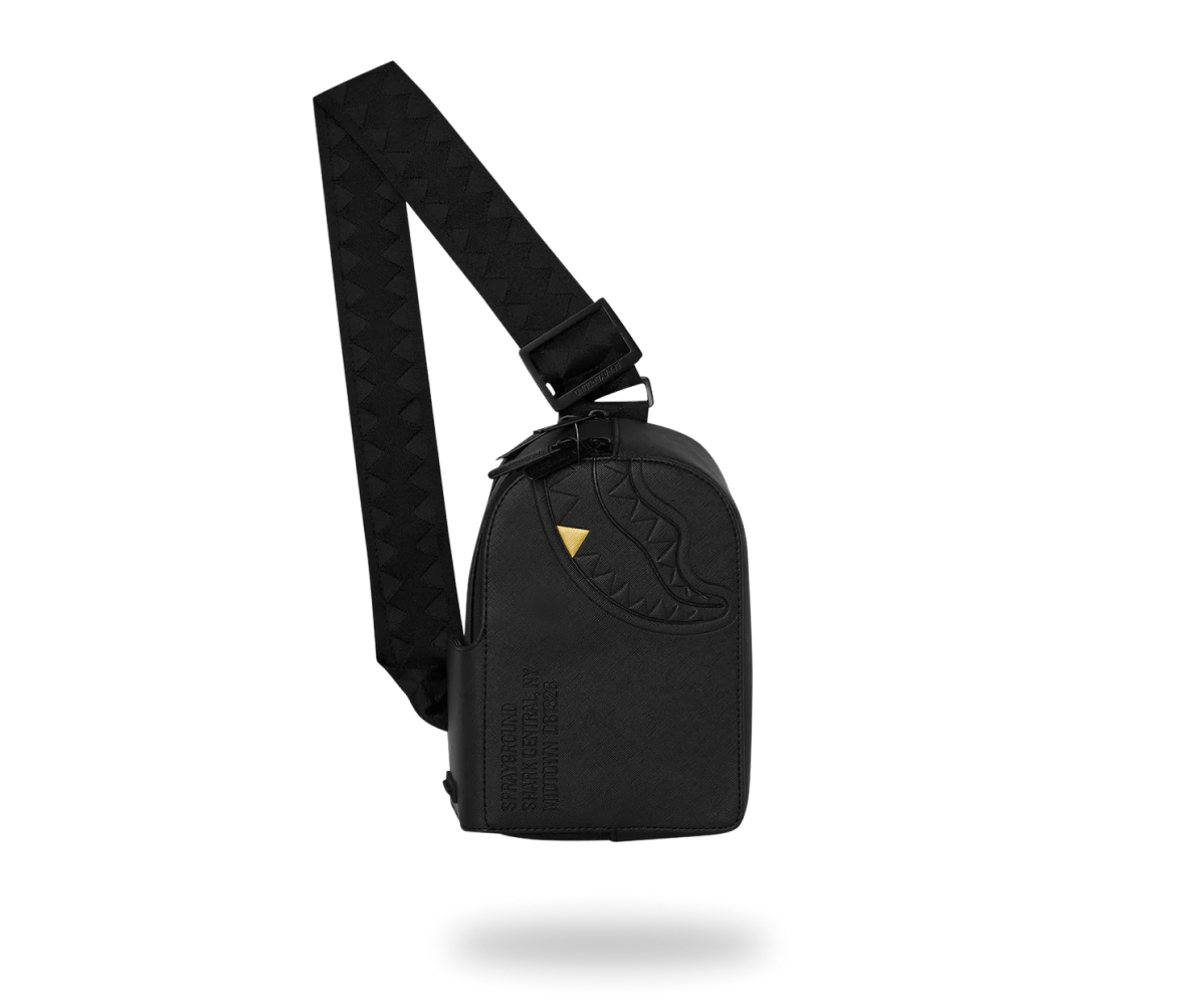 BLACKED OUT EMBOSSED GOLD TOOTH BACKPACK SLING