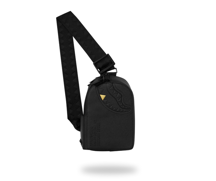 BLACKED OUT EMBOSSED GOLD TOOTH BACKPACK SLING