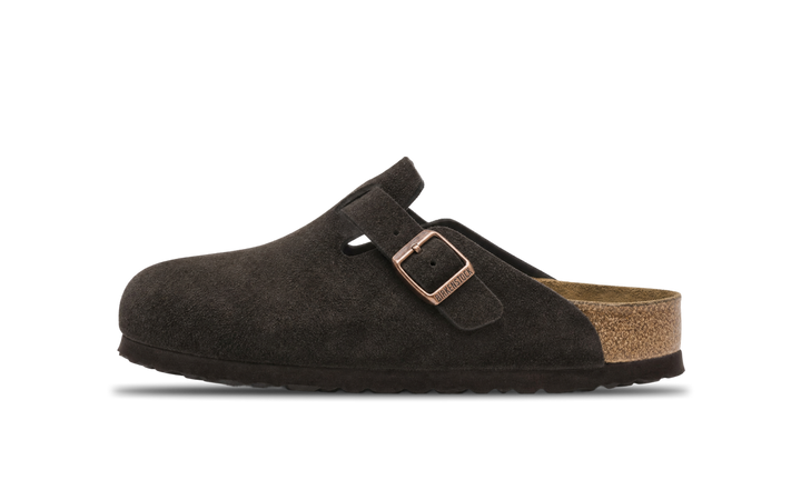 Birkenstock Boston cu talpă moale din piele de căprioară, culoare mocha