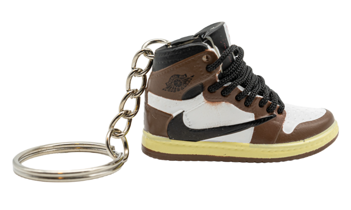 Kulcstartó Air Jordan 1 Retro High OG Travis Scott Mocha stílusban.