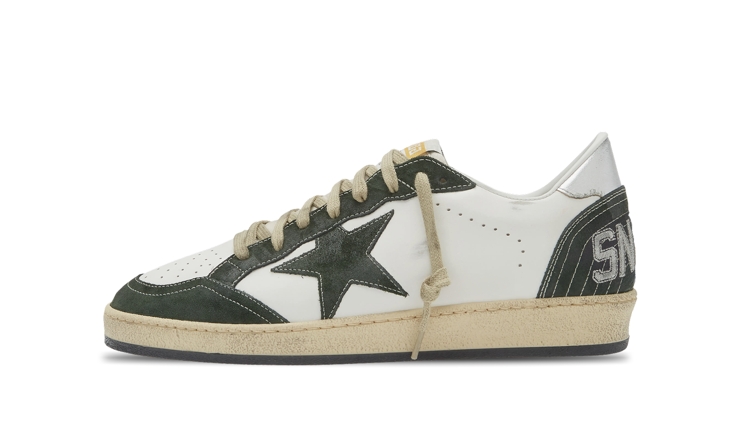Golden Goose Ball Star White / Dark Green Details