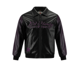 Ed Hardy Dragon and Panther Leather Breaker Jacket Black Purple