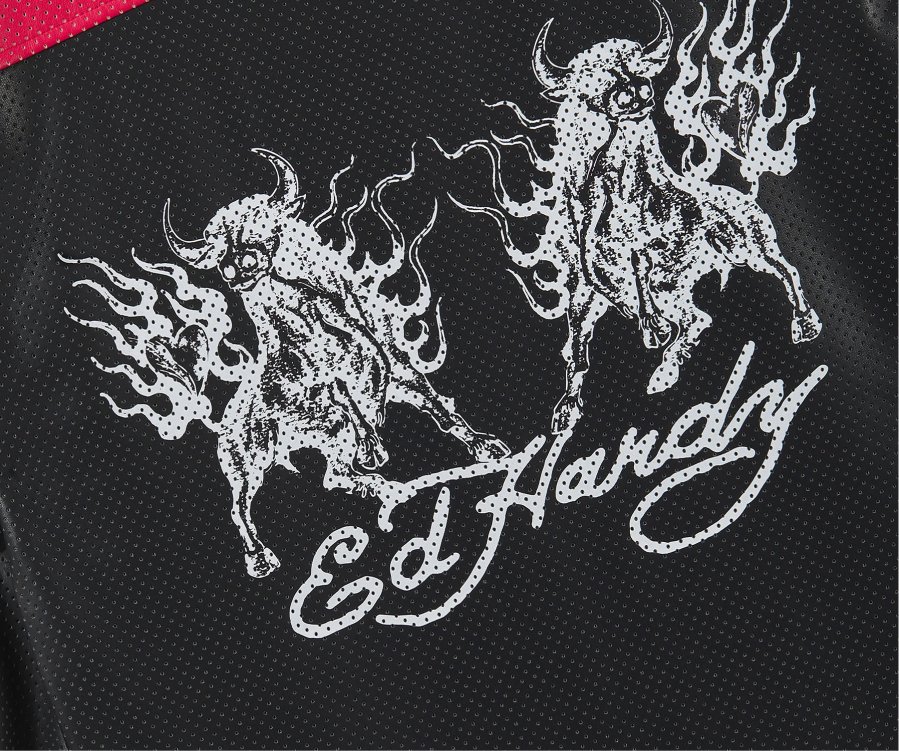 Ed Hardy Art For Life Perforated Moto Jacket Red Black