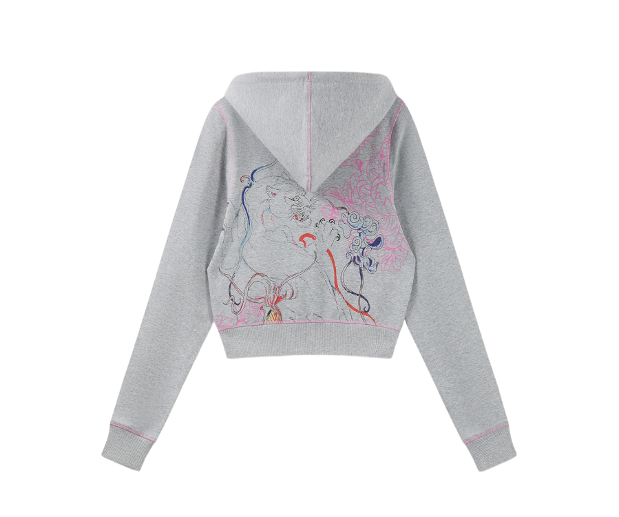 Ed Hardy Back Tatoo Cropped Hoodie Grey Marl (Women's)