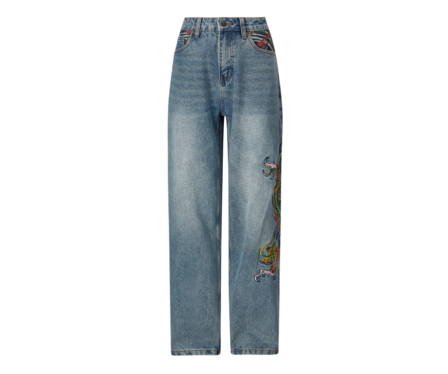 Ed Hardy Crawling Dragon Relaxed Jeans (Women's)