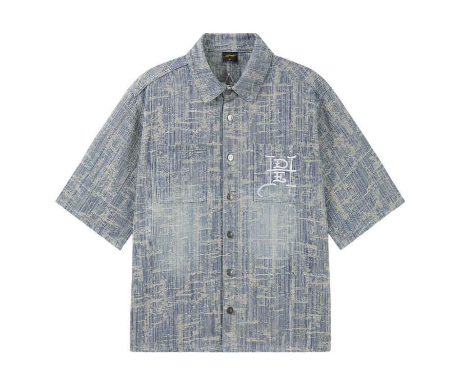 Ed Hardy Distressed Cross Denim Shirt